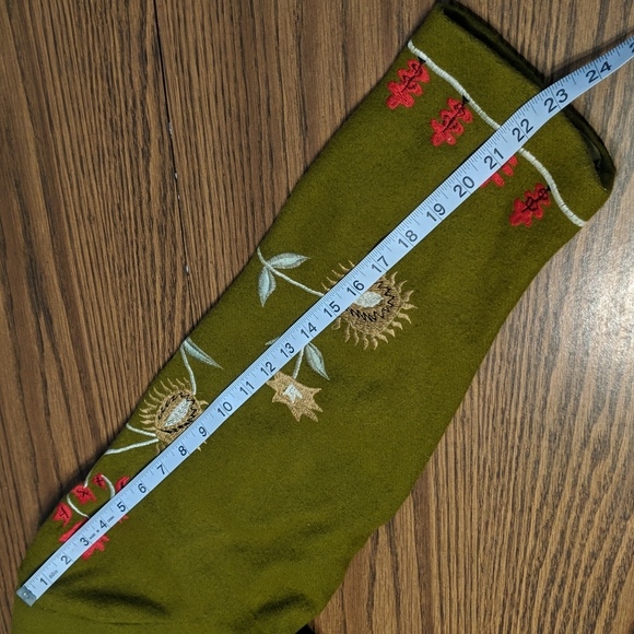 Vintage Wool Blend Embroidered Coat Large Terry K Floral Green Red - Picture 10 of 16